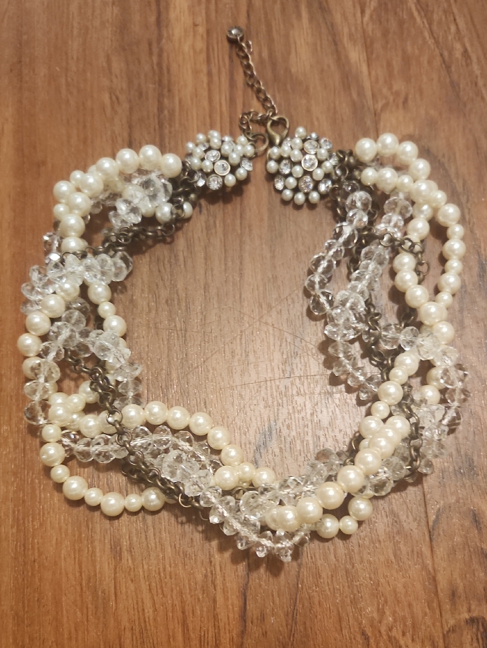 Lydell NYC Elegant Faux Pearl & Crystal Twist Necklace